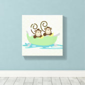 Twee Gekke apen in een Tub Canvas Art Print (Insitu (Houten vloer))