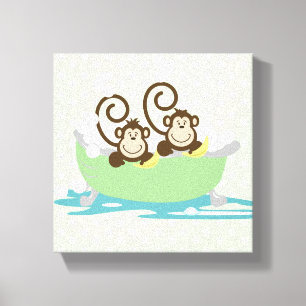 Twee Gekke apen in een Tub Canvas Art Print