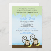 Twee Gekke apen met twee pennen Baby shower 5x7 Kaart (Voorkant / Achterkant)