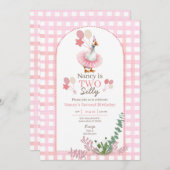 Twee Gekke Gans 2e Verjaardag Roze Uitnodiging (Voorkant / Achterkant)