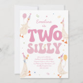 Twee Gekke Gans 2e verjaardag Uitnodiging Meisje R (Voorkant)