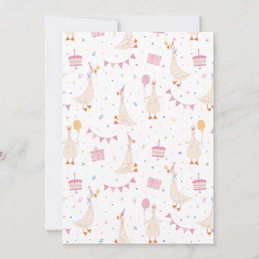 Twee Gekke Gans 2e verjaardag Uitnodiging Meisje R (Achterkant)