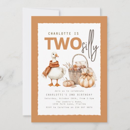 Twee Gekke Gans 2e Verjaardagsuitnodiging Kaart (Voorkant)