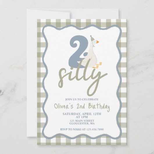 TWEE Gekke Gans blauw en groen 2e Verjaardag Kaart (Voorkant)