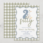 TWEE Gekke Gans blauw en groen 2e Verjaardag Kaart (Voorkant / Achterkant)