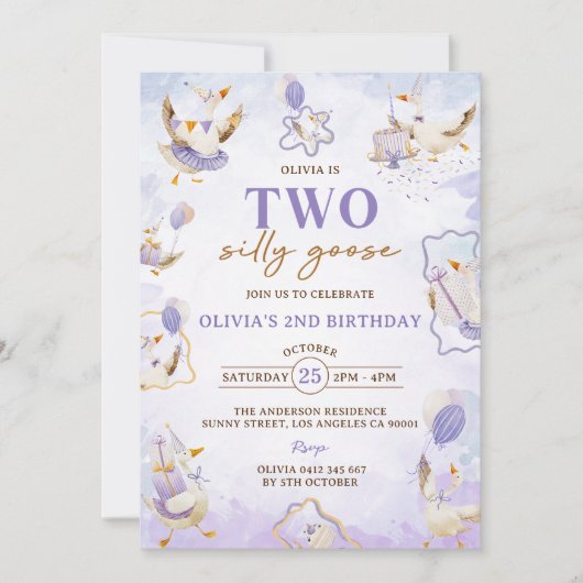 Twee Gekke Goose 2e verjaardagsfeestuitnodiging Kaart (Voorkant)