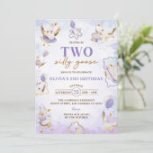 Twee Gekke Goose 2e verjaardagsfeestuitnodiging Kaart (Staand voorkant)