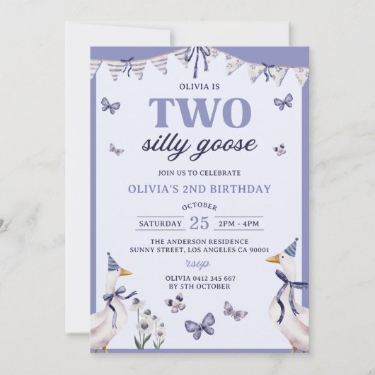 Twee Gekke Goose 2e verjaardagsfeestuitnodiging Kaart (Voorkant)