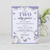 Twee Gekke Goose 2e verjaardagsfeestuitnodiging Kaart (Staand voorkant)