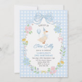Twee Gekke Goose Bloemen Bow 2e Verjaardag Uitnodi Kaart (Voorkant)