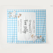 Twee Gekke Goose Blue 2e verjaardag Welkom Achterg Wandkleed (Voorkant (horizontaal))