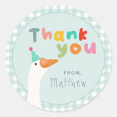 Twee Gekke Goose Blue Boerderij 2e Verjaardag Ronde Sticker (Voorkant)