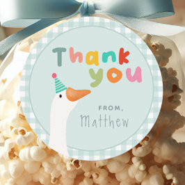 Twee Gekke Goose Blue Boerderij 2e Verjaardag Ronde Sticker