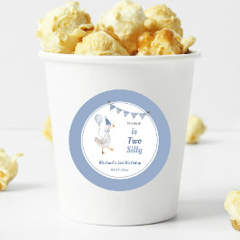Twee Gekke Goose Blue Boy 2e verjaardag Ronde Sticker