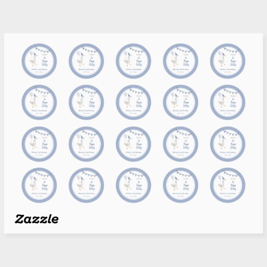 Twee Gekke Goose Blue Boy 2e verjaardag Ronde Sticker (Vel)