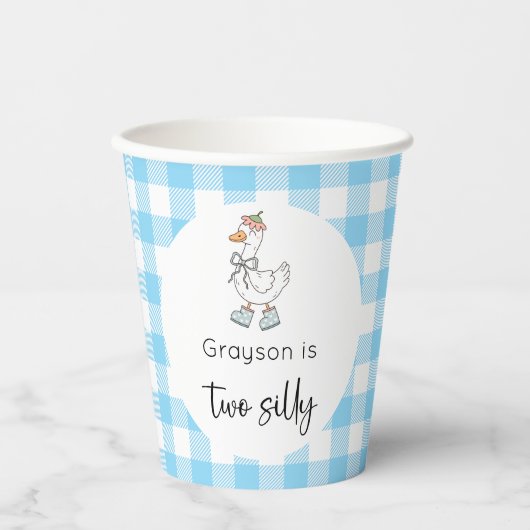 Twee Gekke Goose Blue verjaardagen Papieren Bekers (Voorkant)