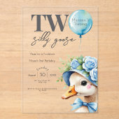 Twee Gekke Goose Boy 2e Verjaardagsuitnodiging Acryl Uitnodigingen (Voorkant)