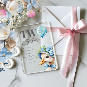 Twee Gekke Goose Boy 2e Verjaardagsuitnodiging Acryl Uitnodigingen