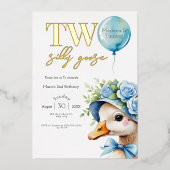 Twee Gekke Goose Boy 2e Verjaardagsuitnodiging Folie Uitnodiging (Voorkant)