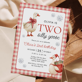 Twee Gekke Goose Christmas Gingham 2e verjaardag Kaart