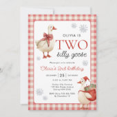 Twee Gekke Goose Christmas Gingham 2e verjaardag Kaart (Voorkant)