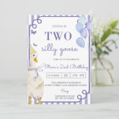 Twee Gekke Goose Gingham 2e verjaardagsfeestje Kaart (Staand voorkant)