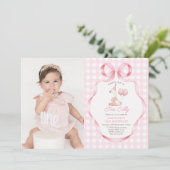 Twee Gekke Goose Pink Bow Girl 2e verjaardag foto Kaart (Staand voorkant)