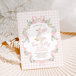 Twee Gekke Goose Pink Bow Girl 2e verjaardag Kaart