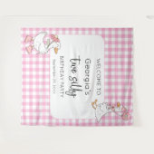 Twee Gekke Goose Roze 2e Verjaardag Welkom Achterg Wandkleed (Voorkant (horizontaal))