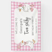Twee Gekke Goose Roze 2e Verjaardag Welkom Spandoek (Verticaal)