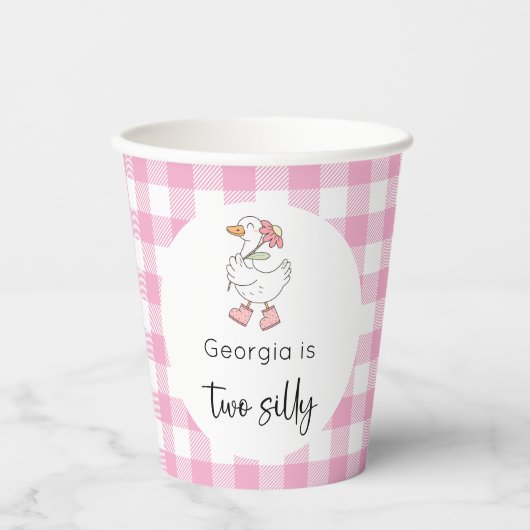 Twee Gekke Goose Roze Verjaardag Papieren Bekers (Voorkant)