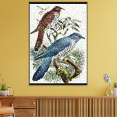 Twee gekleurde Cuckoo-vogels in getextureerde canv Canvas Afdruk (Insitu (Woonkamer))