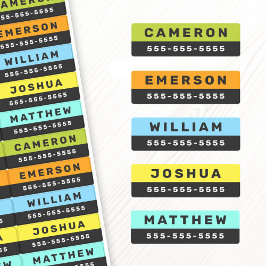 Twee gekleurde naam en telefoonnummer waterdicht l labels