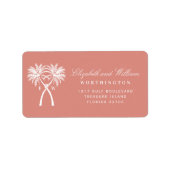 Twee geknoteerde palm Trees Tropical Wedding Addre Etiket (Voorkant)