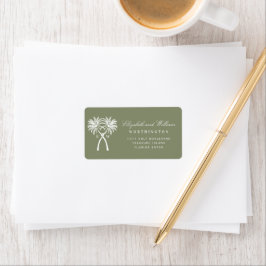 Twee geknoteerde palm Trees Tropical Wedding Addre Etiket