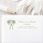 Twee geknoteerde palm Trees Tropical Wedding Addre Etiket (Insitu)