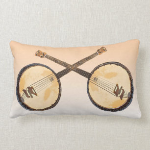 Twee gekruiste banjos Music Lumbar Pillow Kussen