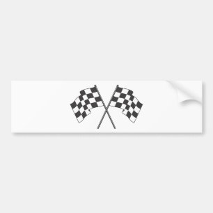 Twee gekruiste ingecheckte vlaggen bumpersticker