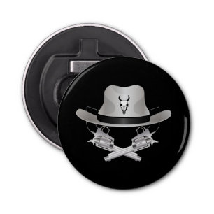 Twee gekruiste pistolen en pet button flesopener