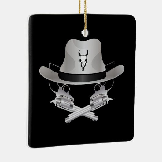 Twee gekruiste pistolen en pet keramisch ornament (Rechts)