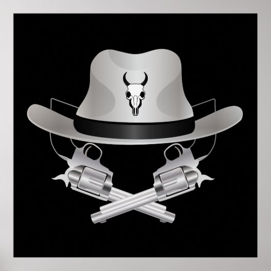 Twee gekruiste pistolen en pet poster (Voorkant)