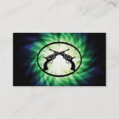 Twee gekruiste pistolen; gloeiend visitekaartje (Achterkant)