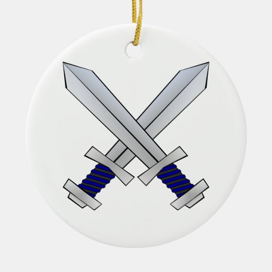 Twee gekruiste zinnen keramisch ornament (Voorkant)