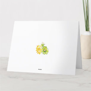 Twee gele en groene bloemen op een witte achtergro bedankkaart