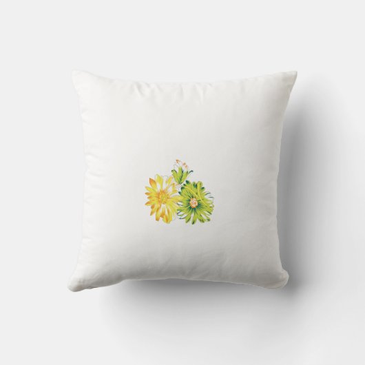 Twee gele en groene bloemen op een witte achtergro kussen (Achterkant)