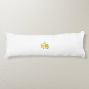 Twee gele en groene bloemen op een witte achtergro lichaamskussen