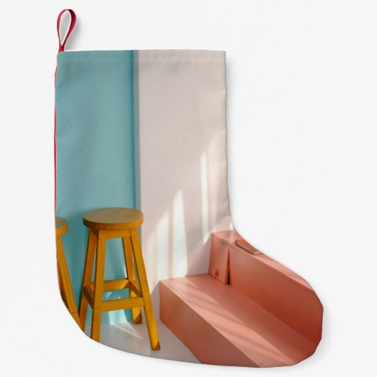 Twee gele houten stooten kleine kerstsok (Voorkant)