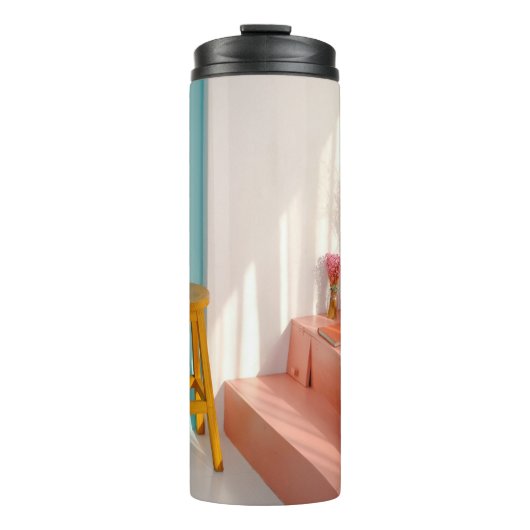 Twee gele houten stooten thermosbeker (Voorkant)