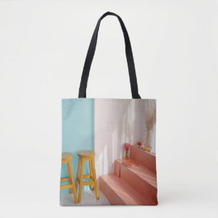Twee gele houten stooten tote bag