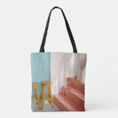Twee gele houten stooten tote bag (Achterkant)
